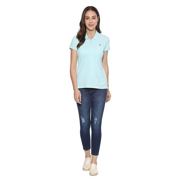 Sky Blue Customized Allen Solly Women's Regular fit Polo T-Shirt