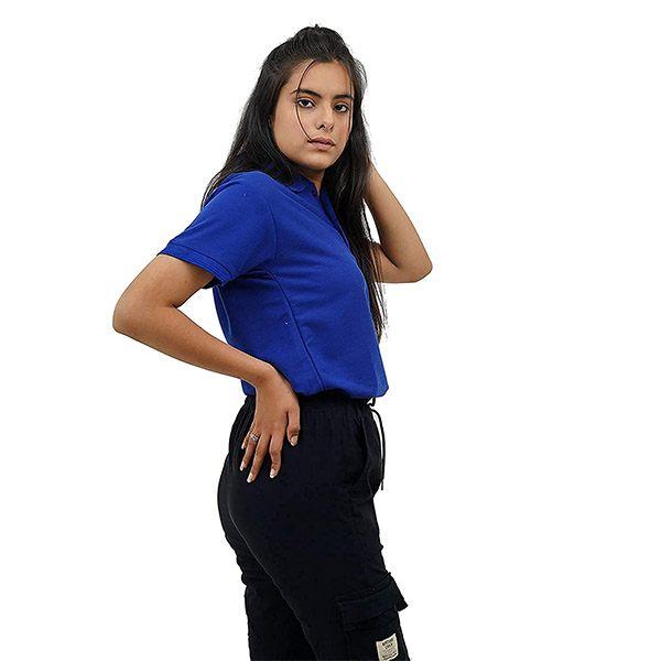 Royal Blue CustomizedWomen's Regular Fit Polo-Collar Cotton T-Shirt
