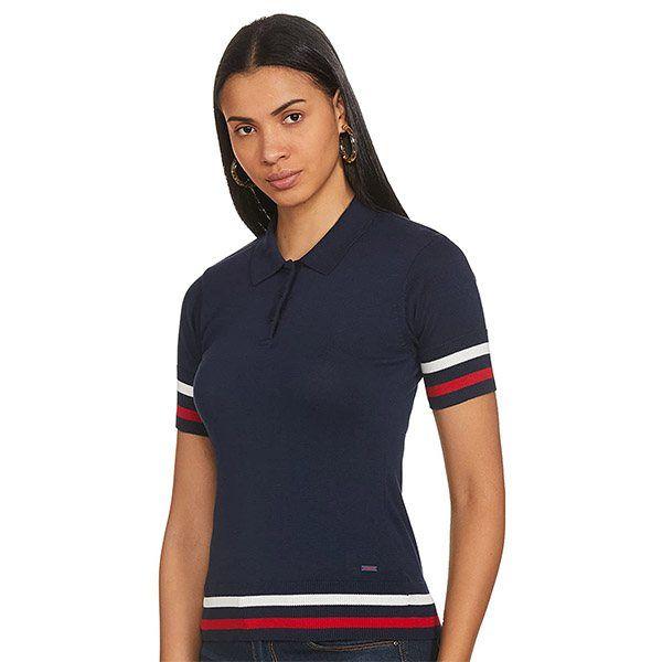 Navy Blue Customized U.S. POLO ASSN. Women's Regular Fit Polo T-Shirt