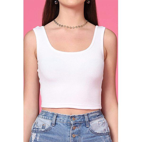 White Customized Tank Crop Top for Women