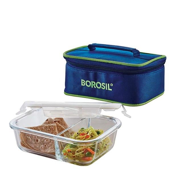 Blue Customized Borosil Glass Lunch Box