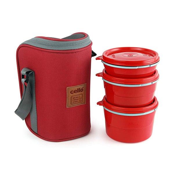 Red Customized Cello Lunch Box (Capacity -225ml, 375ml & 550ml)