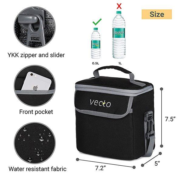 Black Customized Insulated Lunch Bag for Small Tiffin Boxes