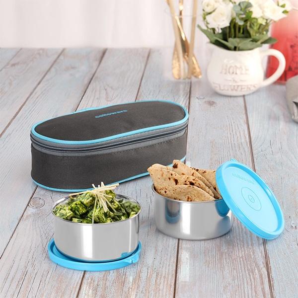 Blue Customized Cello Stainless Steel Lunch Box (375ml x 2 Containers)
