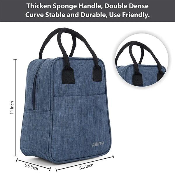 Navy Blue Customized Insulated Lunch Bag for Lunch Boxes and 1 Liter Bottle