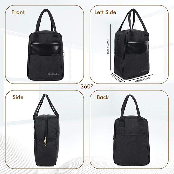 Black Customized Waterproof Lunch Tiffin Bag