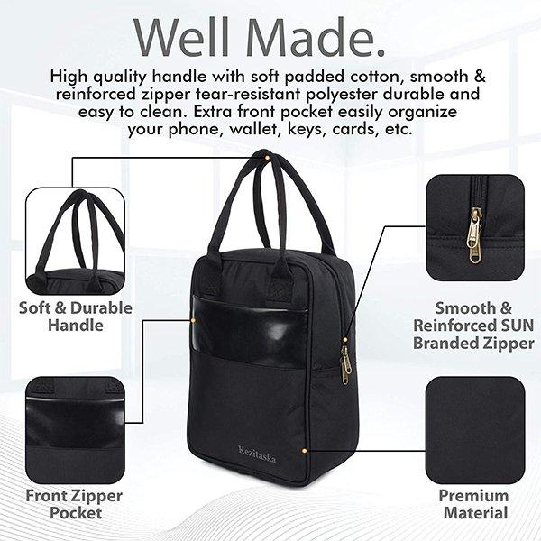 Black Customized Waterproof Lunch Tiffin Bag