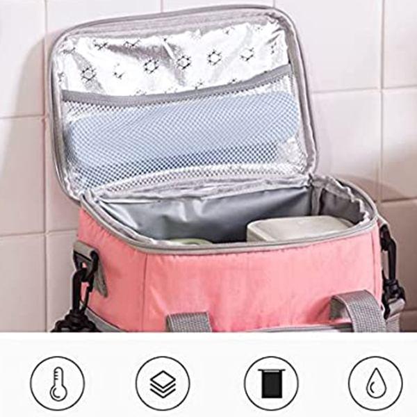 Pink Customized Wide Open Insulated, Large Capacity Cooler Tote Bag with Removable Shoulder Strap Lunch Organizer