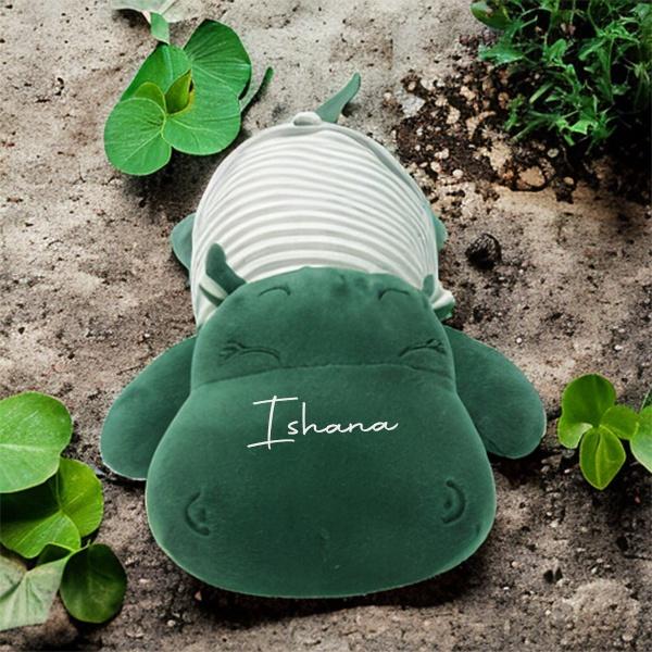 Green Customized Soft Animal Sleeping Hippopotamus Toy, 30cm