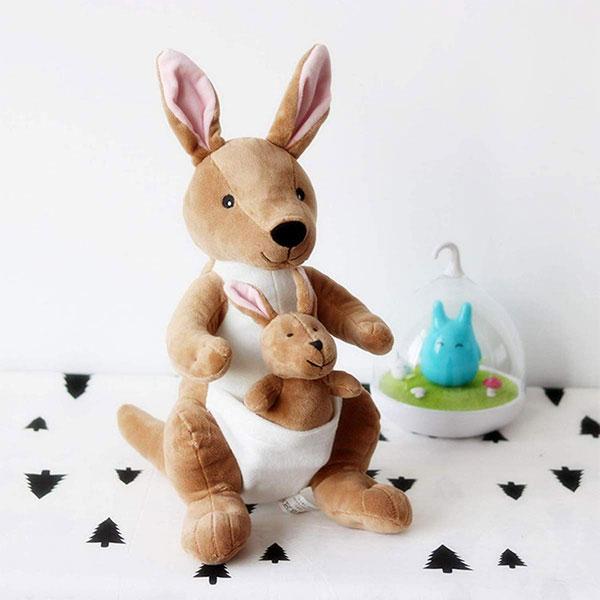Brown Customized Kangaroo Mother with Baby Stuffed Soft Toy
