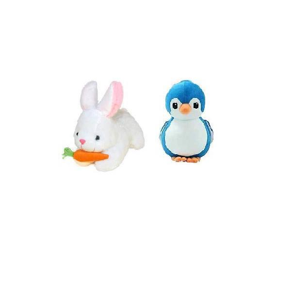 Blue White Customized Soft Stuff Toys Combo Of 2 Rabbit And Penguin Kids Return Gift