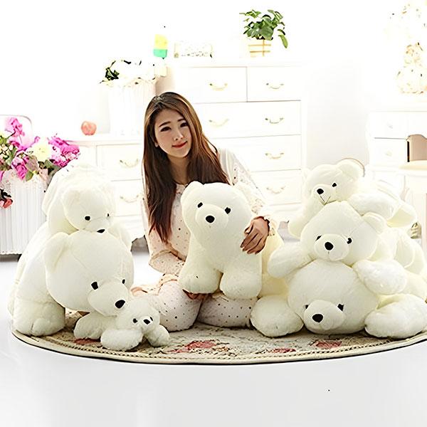 White Customized Cute Polar Bear Stuffed Soft Toy for Kids (Size - 25 cm)