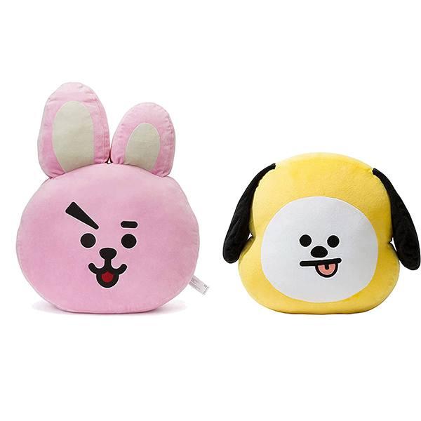 Pink Yellow Customized Animal Stuffed Toys Throw Pillow, Character Chimmy & Cooky, Pack Of 2