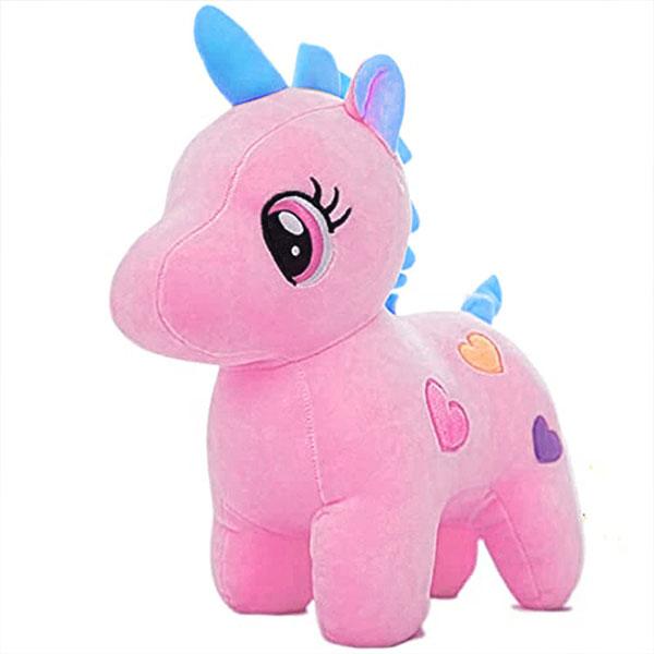Pink Customized Standing Unicorn Teddy Bear Soft Toy (Size - 25 cm)