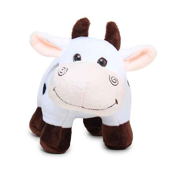 White Brown Customized Adorable Standing Cow with Smiling Face Stuffed Soft Doll Toy