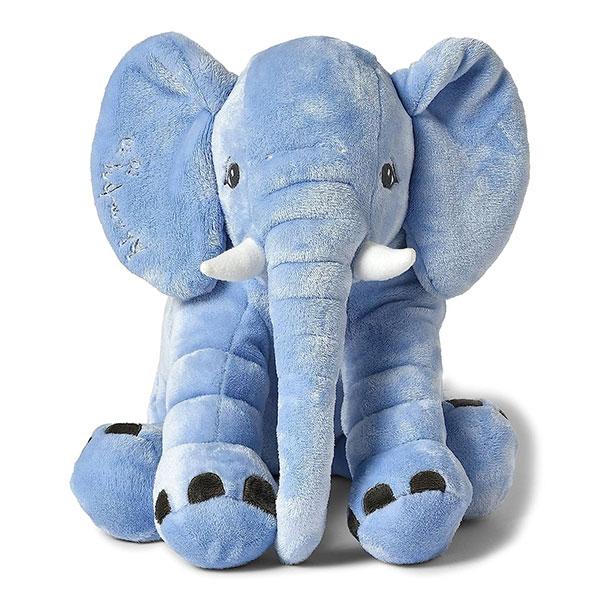 Blue Customized Soft Toy Elephant for Baby Girls & Boys (Size - 50x40x30 cm)