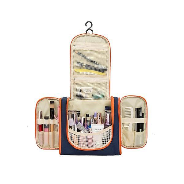 Black Orange Customized Travel Bag - Toiletry Organizer Hanging Kit For Men - Cosmetics Pouch For Women