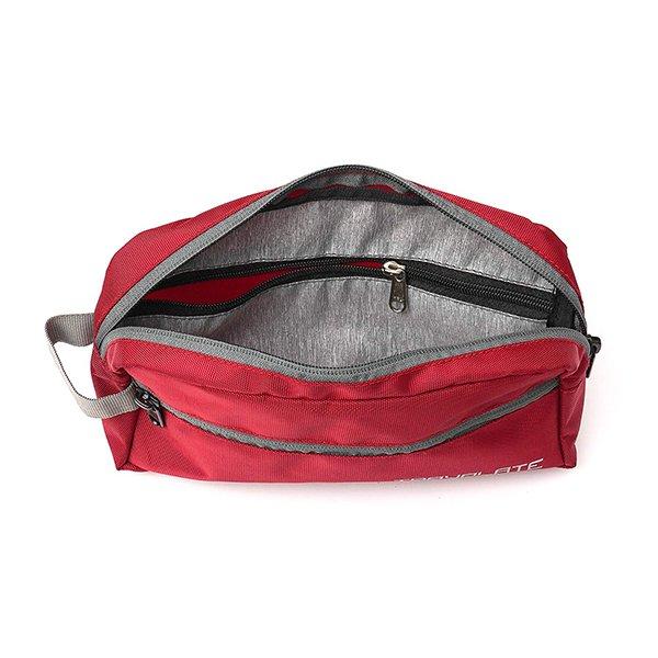 Red Grey Customized Toiletry Travel Bag Makeup Shaving Kit Pouch Aider Rust Polyester 3 Liter Travel  (25 X 13 X 5 cm)