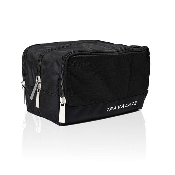 Black Customized 3 Zipper Toiletry Bag (23 x 12 x 16 cm)
