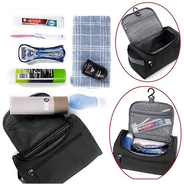 Black Customized Waterproof Travel Hanging Bag Organiser - Extra Large Makeup Organiser Cosmetic Case - Storage Travel Kit For Women And Men