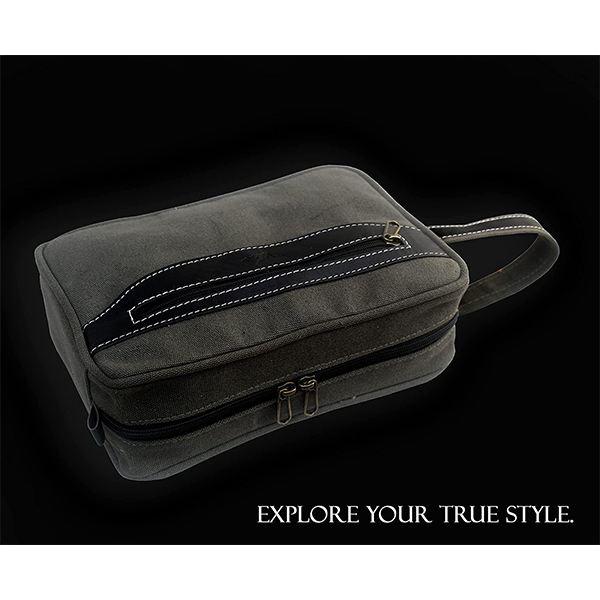 Black Customized Travel Bag Leather Durable Heavy Multipurpose Daily Useful For Women And Men Toiletry Shaving Cosmetic Organizer Stationery Storage Office Pouch