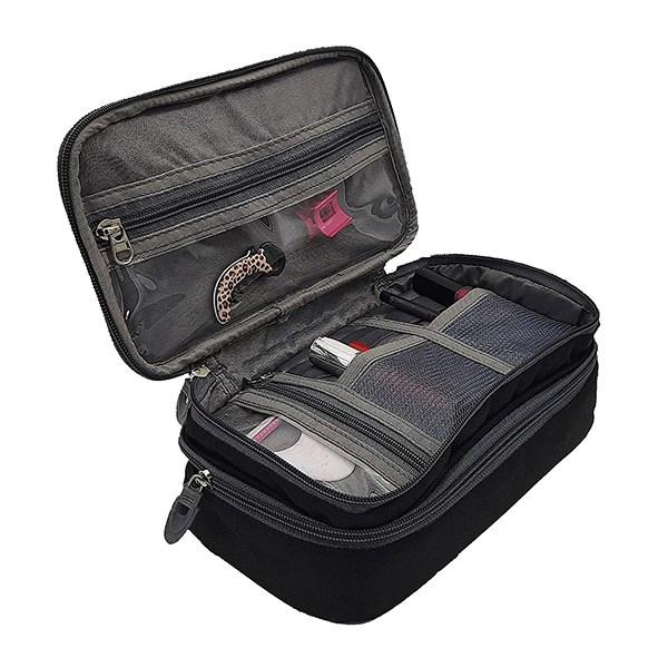 Black Customizd Toiletry Bag For Men Women Portable Travel Organizer Shaving Accessories Kit Waterproof Pouch