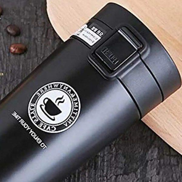 Black Customized Double Wall Insulated Stainless Steel Thermos Hot & Cold Tumbler Vacuum Flask 380 ML