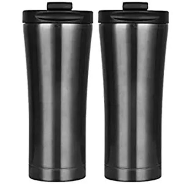 Dark Grey Customized Insulated Tumbler, 500ml Stainless Steel with Lid, Double Wall Travel Water Bottle Coffee Mug for Ice and Hot Beverage (Pack of 2)