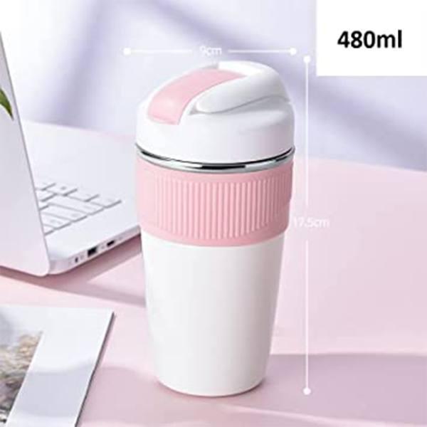 Yellow Customized Travel Mug 2 in1 Double Wall Vacuum Insulation Coffee Cup Reusable Insulated Leak Proof Tumbler with Straw and Flip Lid 480 ML