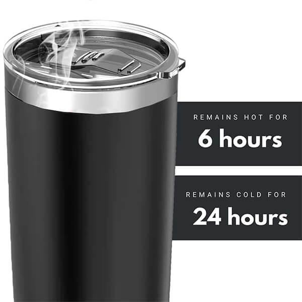 Black Customized Vacuum Insulated Tumbler 600ml, Stainless Steel Insulated Car Cup, Lightweight and Eco-Friendly Coffee Tea Cup