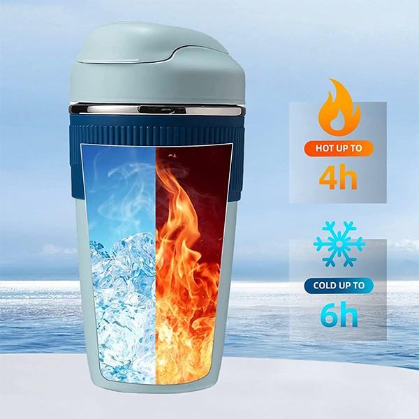 Sky Blue Customized Travel Coffee Mug with Lid and Straw 350 ml Coffee Tumbler Mug, Stainless Steel, Double Wall Vacuum Insulated Tumbler