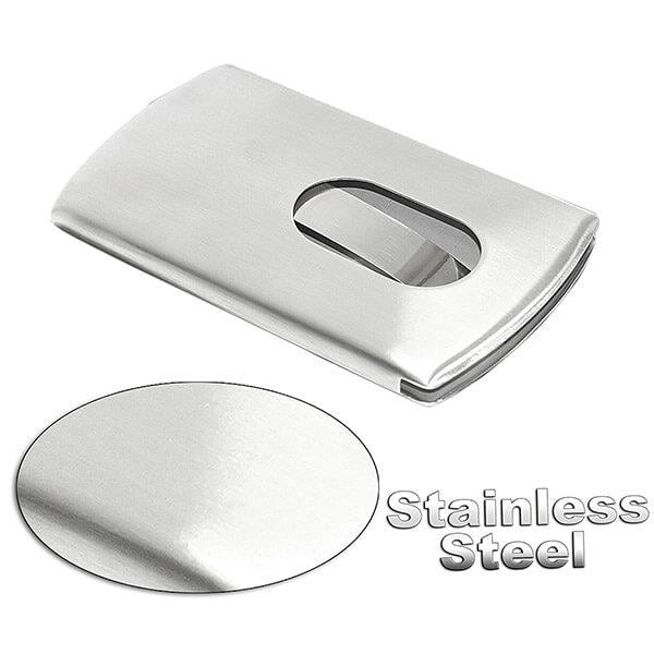 Silver Customized Stainless Steel Modern Thumb Slide Out Pocket Visiting Card Holder