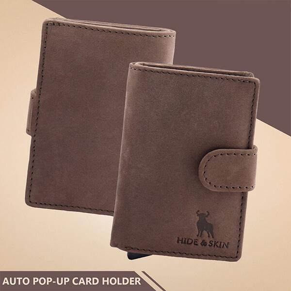 Brown Customized Leather Minimalist Visiting Card Holder for Men and Women