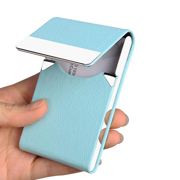 Card Pouch Blue Buy Light Blue Customized Professional Card Holder Case PU Leather with ...