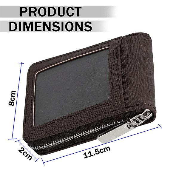 Chocolate Brown Customized PU Leather 9 Slot Vertical Visiting Card Holder Money Wallet Zipper Coin Purse for Men Women