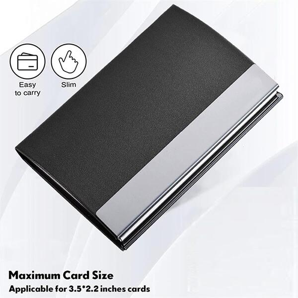 Black Silver Customized Stainless Steel Visiting Card Holder for Men Women