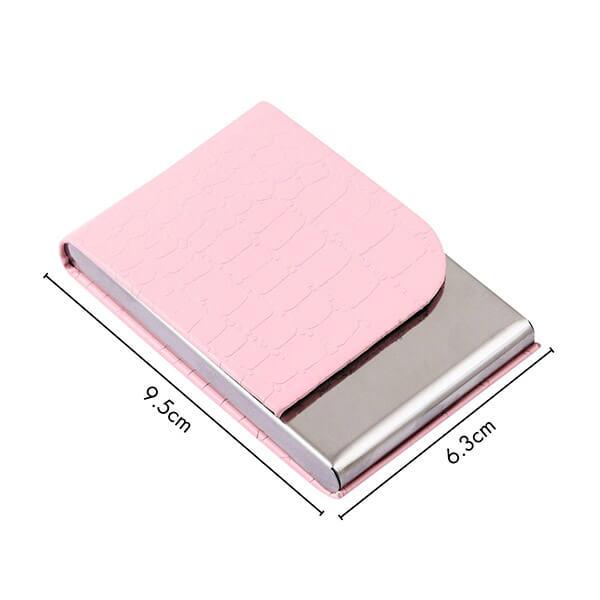 Pink Customized Pocket Sized Leather Case with Magnetic Closure Visiting Card for Women