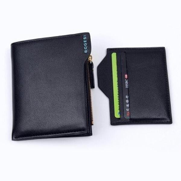 Black Customized BOGESI Leather Bi-Fold Wallet