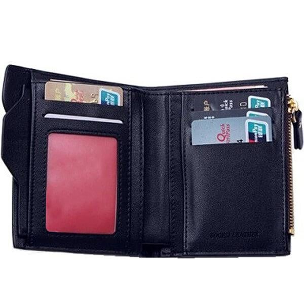 Black Customized BOGESI Leather Bi-Fold Wallet