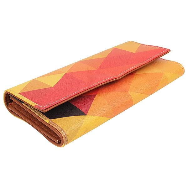 Multi Coloured Customized Triangle Patterns Faux Leather Women's Wallet