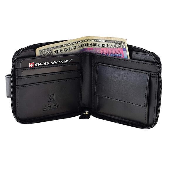 Black Customized Swiss Military Synthetic Men's Wallet