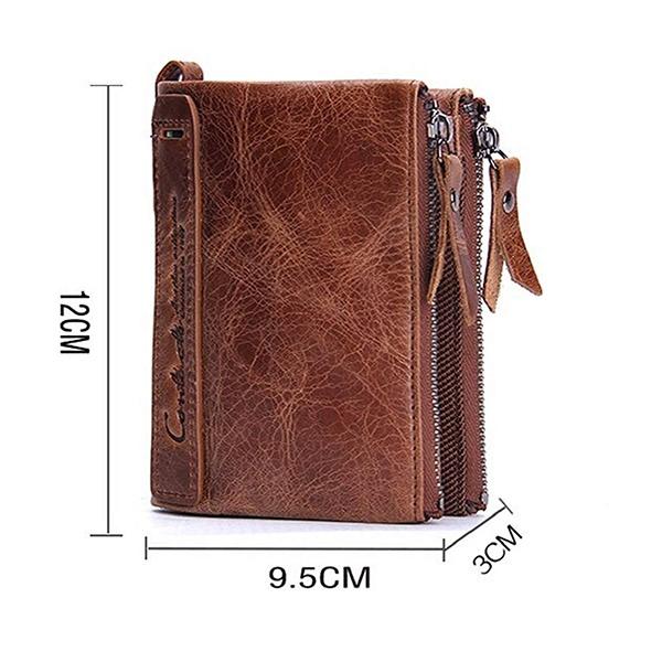 Brown Customized Genuine Leather RFID Blocking Wallet