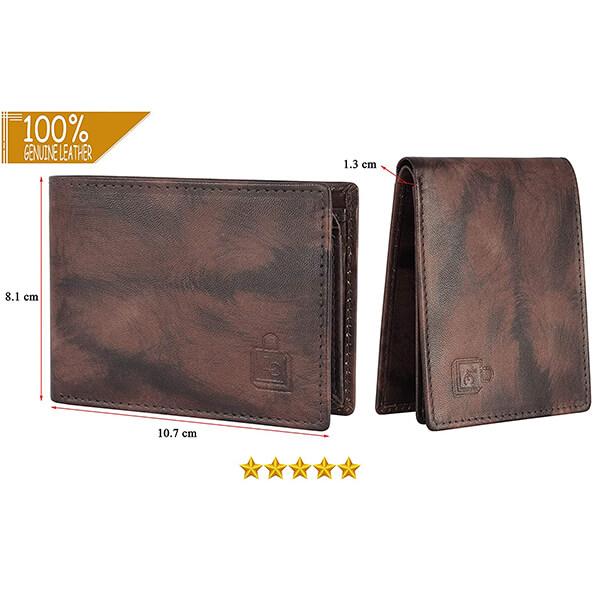 Brown Customized Le Craf RFID Protected Brown Wallet for Men