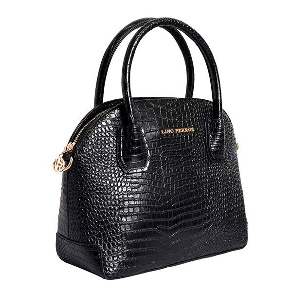 Black Customized Lino Perros Black Faux Leather Handbag