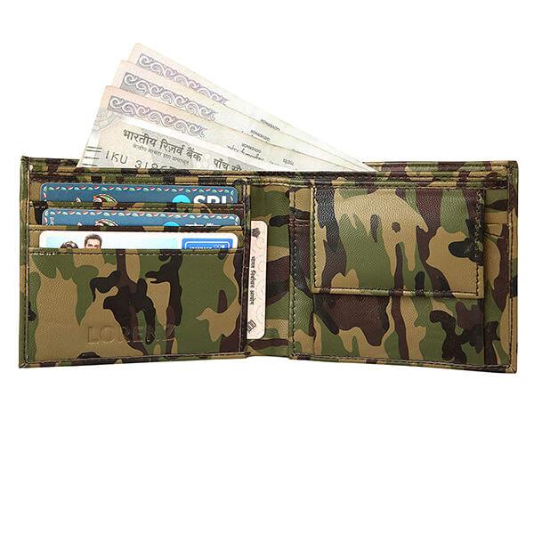 Green Army Print Customized Lorenz Men's Wallet