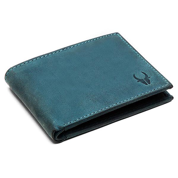 Blue Customized Wildhorn RFID Protected Leather Wallet For Men