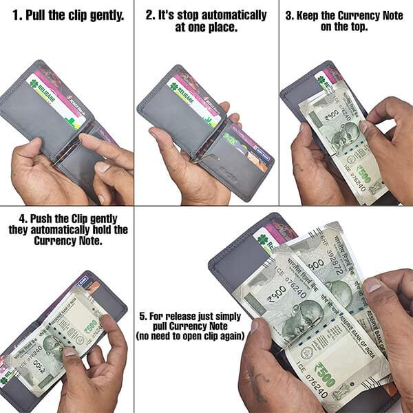 Dark Grey Customized Allen Solly Bi-Fold Slim Wallet With Card Holder For Men