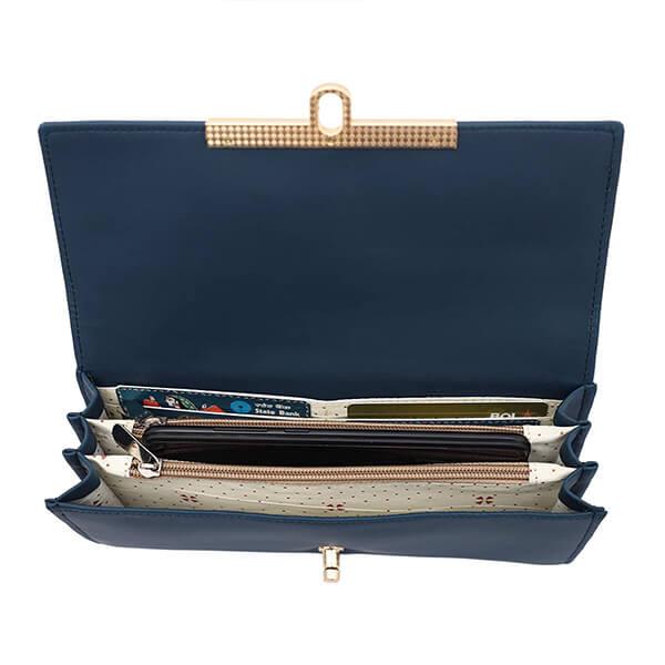Peacock Blue Customized Women's Leather Hand Clutch