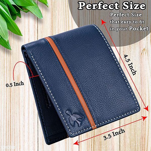 Blue Customized Hornbull Leather Wallet Men with RFID Blocking