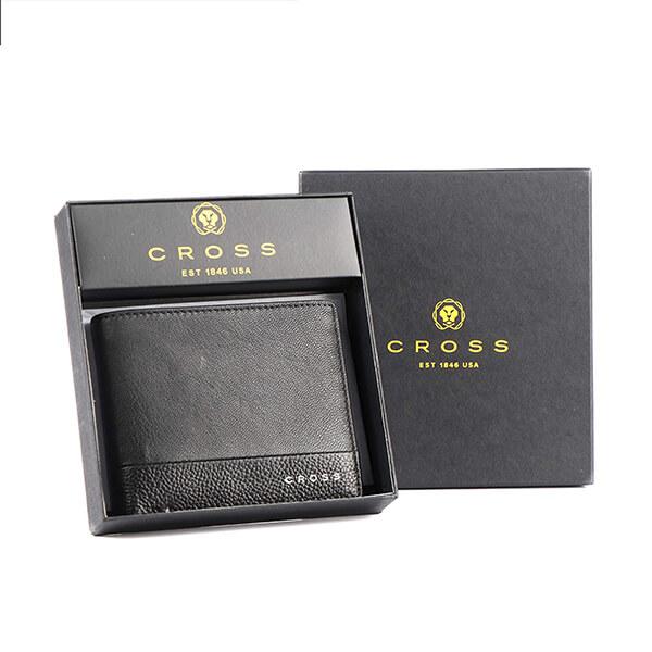 Black Customized Cross Clark Men's Leather Slim Wallet